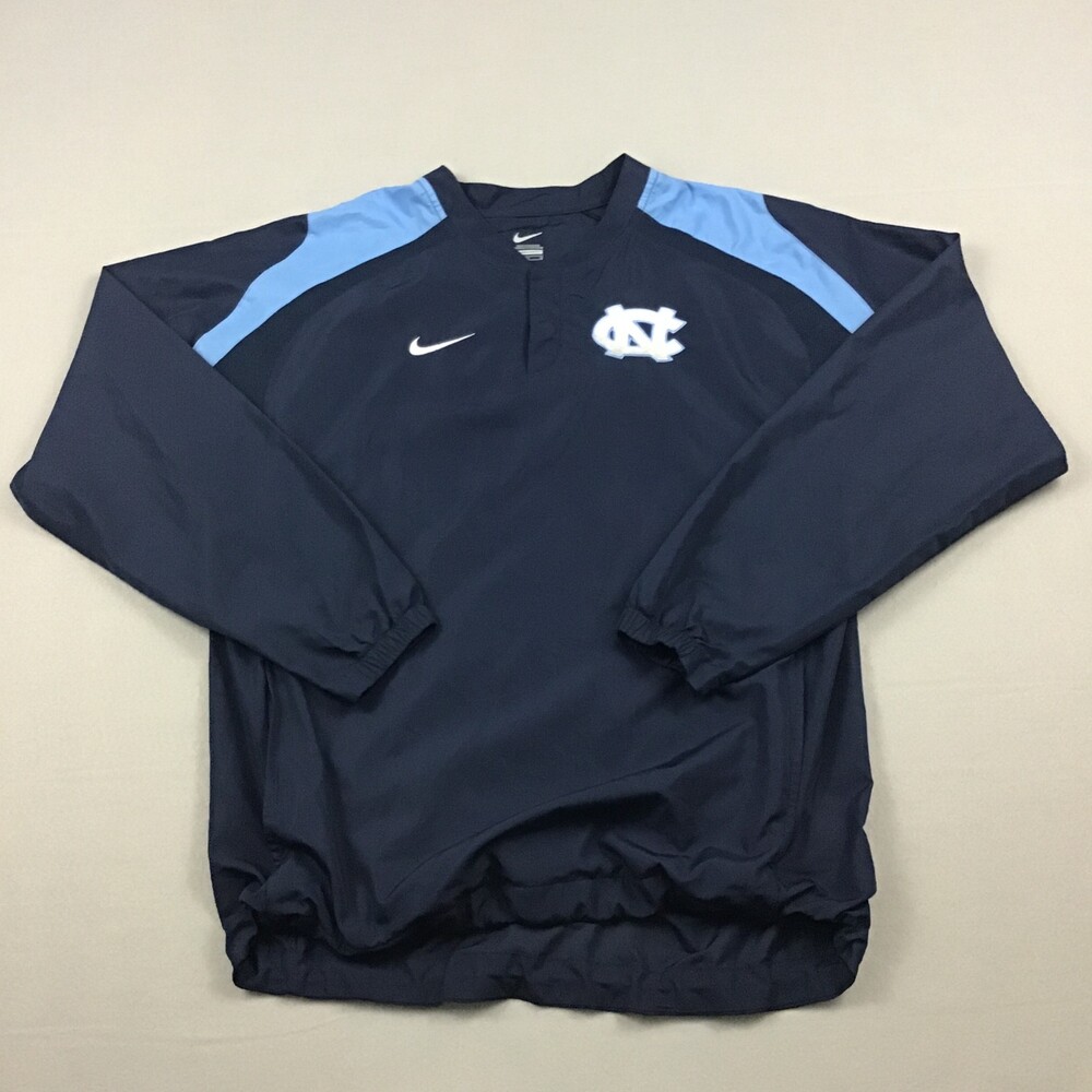 North Carolina Tar Heels Jacket Men Medium Blue Nike 1/4 Zip Windbreaker NCAA M